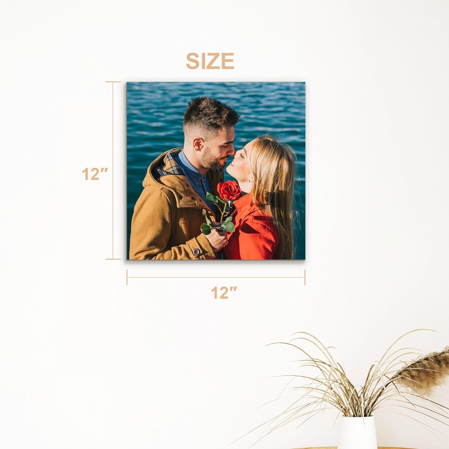 Skiennix Personalized Canvas Wall Art - Custom Framed 12" X 12" Photo Prints for Living Room & Bedroom Decor