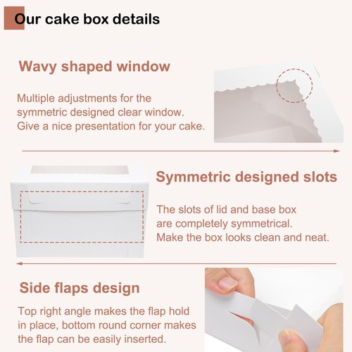 Mefleet 25pcs Tall Cake Boxes 12x12x12 Bakery Boxes for Tier Cakes with Window 12 Inch White Large Cardboard Bakery Take Out Carrier Containers with Lids for Wedding, Birthday, Party