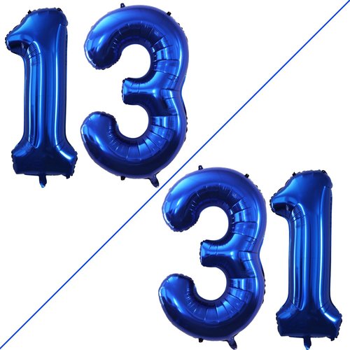 GOER Jumbo Number 13 Balloons - 42 Inch Foil Helium Decorations for Sweet 13 Birthday Party (Blue)