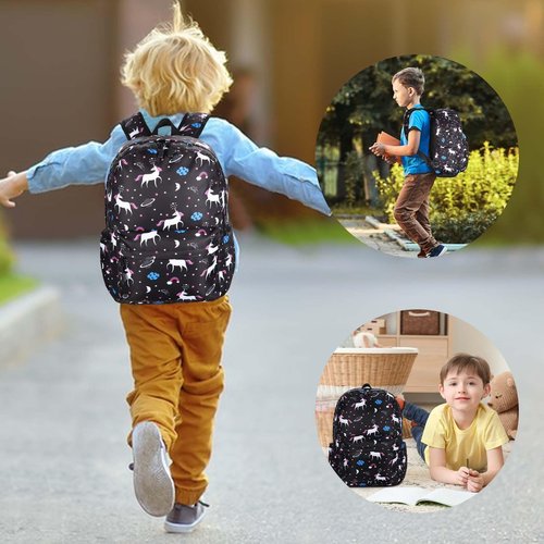 SCIONE Cute School Backpack for Girls, Teens School Bag with USB Charging Port Water-Resistant Black Canvas Bookbag, Preschool Daypack Elementary BackBag, Back to Shool Supplies Gifts for Kids