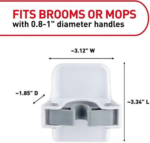 Command Broom Grippers - Damage-Free Wall Mount Mop & Broom Holder | 2 Hangers & 4 Strips, Holds Up to 4 lb