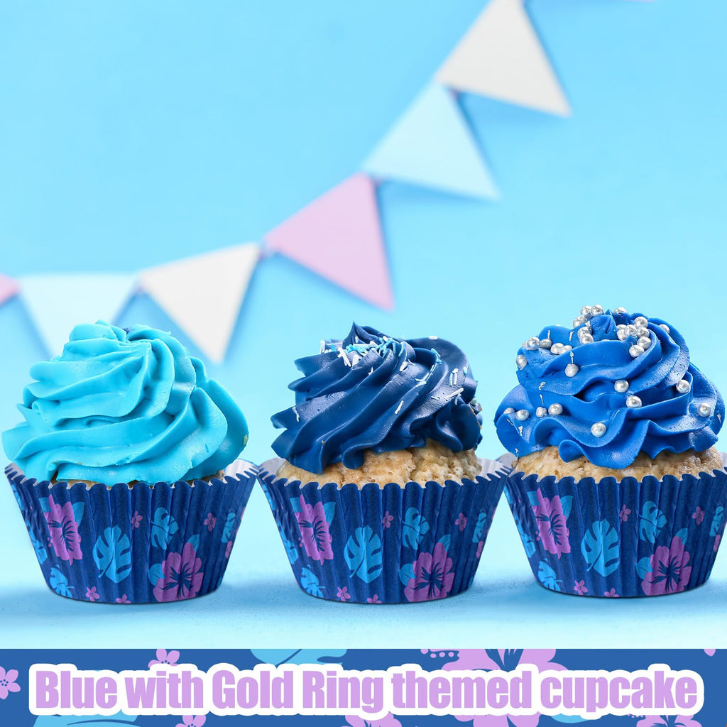 Tioncy 300 Pcs Hawaiian Cupcake Liners Tropical Cartoon Cupcake Liners Flowers and Leaves Tropical Themed Cup Cake Wrappers for Summer Birthday Party Supplies Cake Decoration