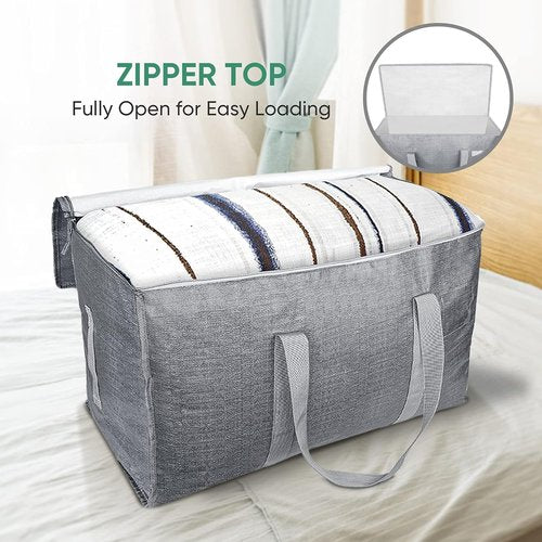 BALEINE Oversized Moving Bags - Heavy-Duty Storage Totes with Reinforced Handles | Winter Grey, 6-Pack