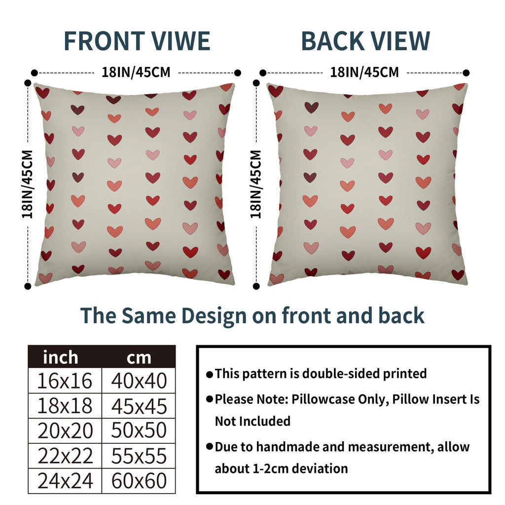 Valentines Pillow Covers 18x18 Set of 2 Valentine's Day Red Pink Love Heart Stripe Decorative Outdoor Throw Pillows Farmhouse Holiday Valentine Decor Pillowcases Cushion Cases for Sofa Couch Bed