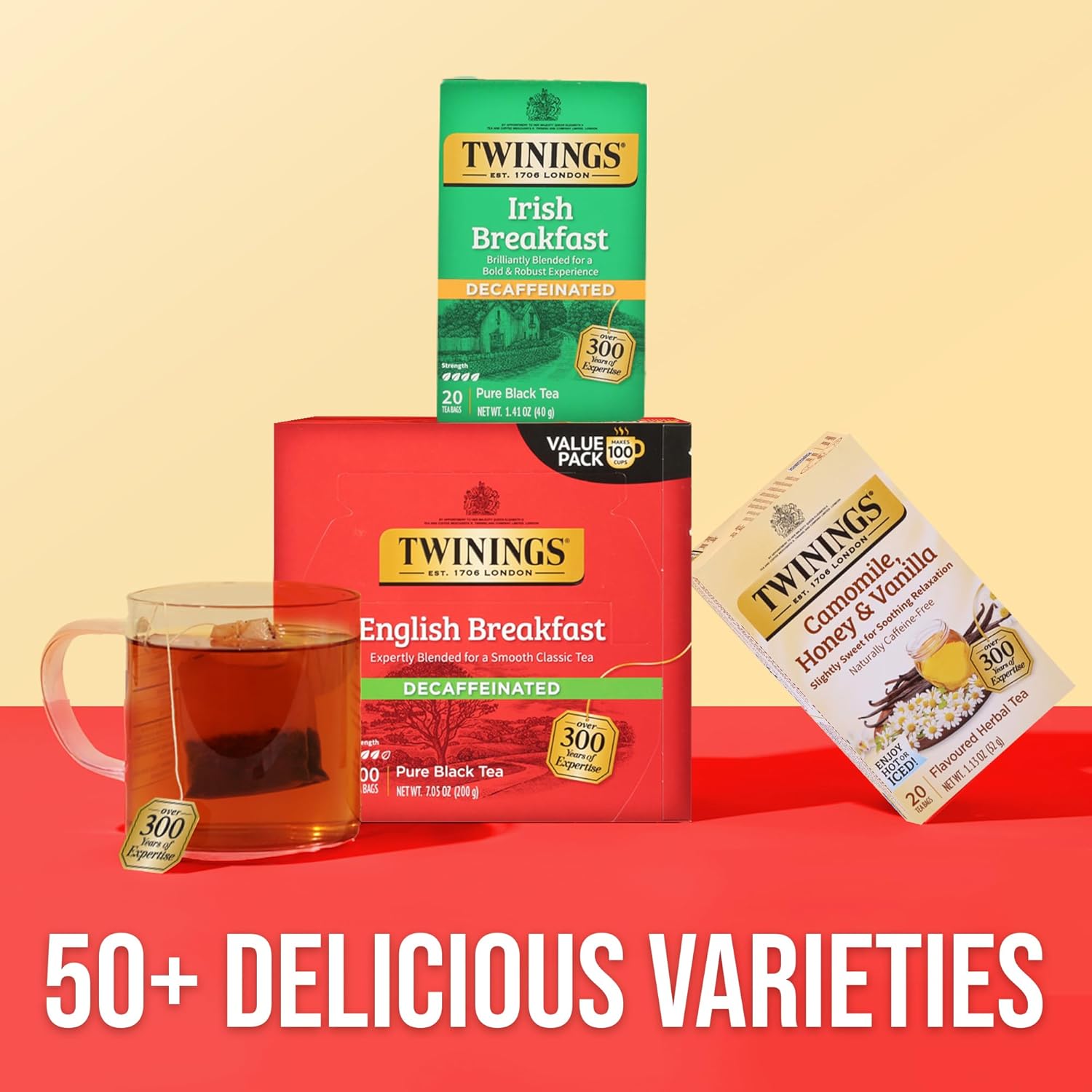 Twinings Decaffeinated English Breakfast Black Tea - Smooth & Flavorful | 100 Individually Wrapped Teabags