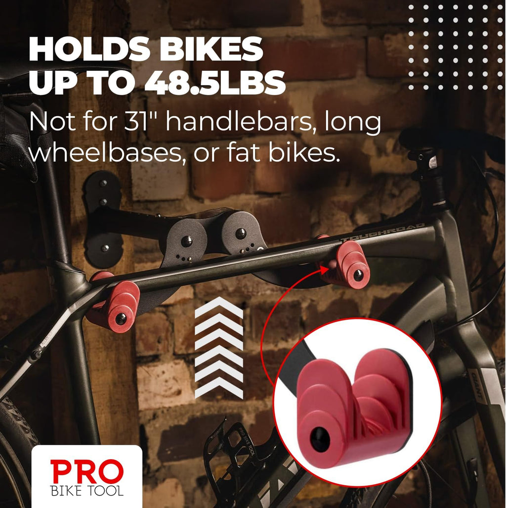 Pro Bike Tool Bike Wall Mount - Secure Horizontal Rack for 1 Bicycle | Ideal for Garage Storage