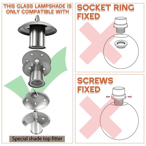 Retisee 2 Pcs 6 Inch Glass Lamp Shade Replacement Milky White Glass Globes Shade Frosted 2.67 Inches Fitter Opening Lighting Fixture Replacement Light Bulb Cover