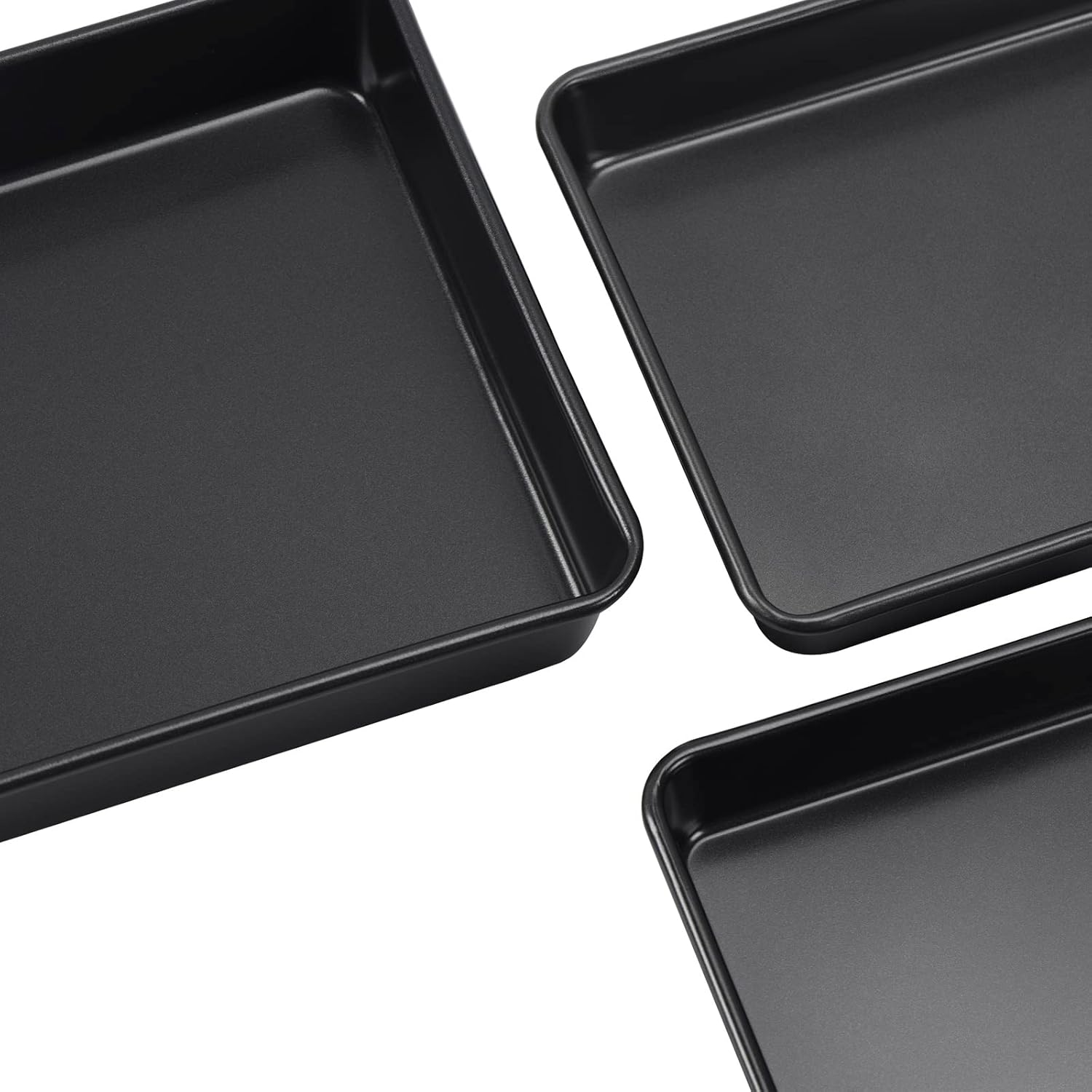 Skiennix Nonstick Roasting Pan Set - Deep Baking Pans for Oven | 3-Piece Black Cake Pan Set