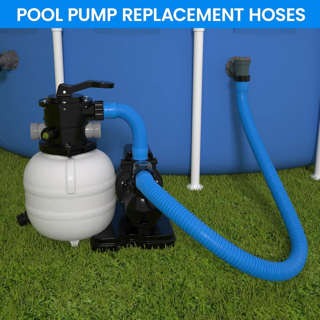 Skiennix Pool Hose Replacement - 1.5" x 40" for Above Ground Pools | Pack of 2, Blue, Compatible with Filters