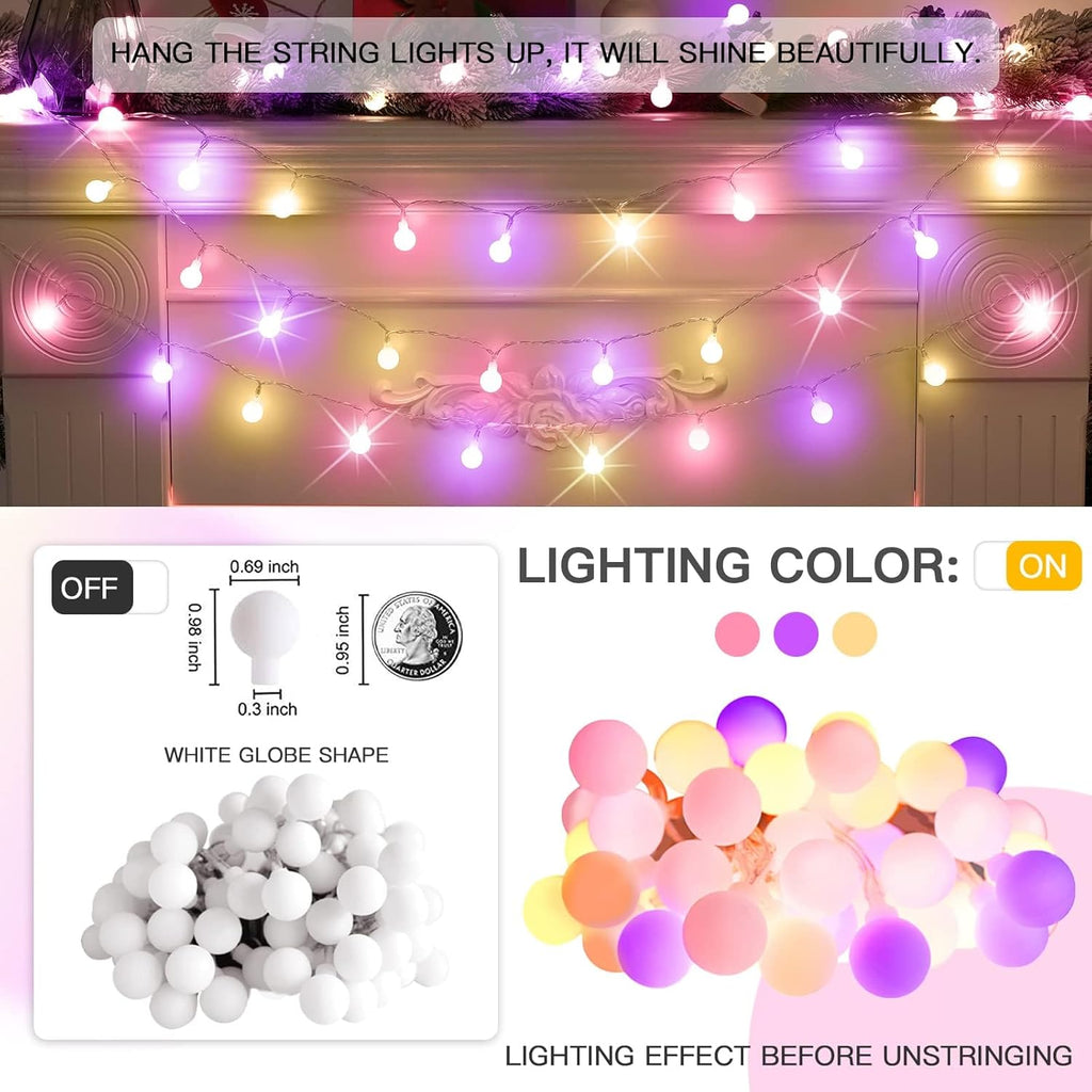 Suddus Globe String Lights - Waterproof 100 LED Colorful Lights with Remote | Battery Powered for Outdoor & Indoor Use