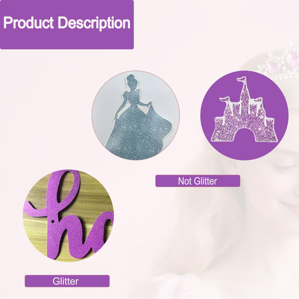 Neyeidru Princess Birthday Banner Decorations - Pink Happy Birthday Garland Glitter Bunting for Girls Coquette Birthday Party Decorations Favor Supplies