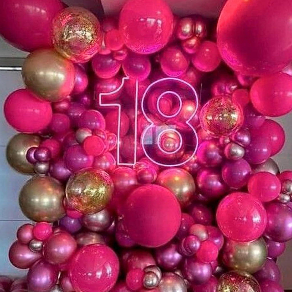 PartyWoo Hot Pink Pearl Balloons - 140pcs in 5-18 Inch Sizes | Perfect for Bridal, Baby Showers & Birthday Parties
