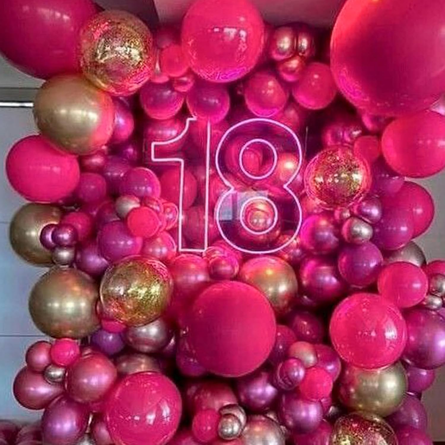 PartyWoo Hot Pink Pearl Balloons - 140pcs in 5-18 Inch Sizes | Perfect for Bridal, Baby Showers & Birthday Parties