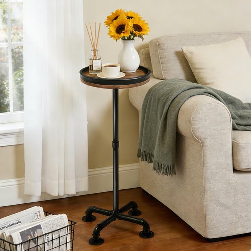 LAIDUOLEOE Small Round Side Table for Small Spaces, Pedestal Drink Table with Non-Slip Feet, Martini Table No-Tool Assembly for Living Room, Bedroom, Narrow Corners, Sofa, Bathroom