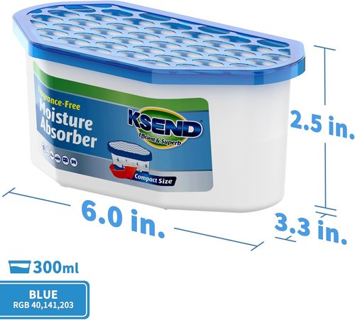 Ksend Moisture Absorbers - 12 Pack Compact Dehumidifier | Efficient Odor Eliminator, Fragrance-Free, 6.4oz