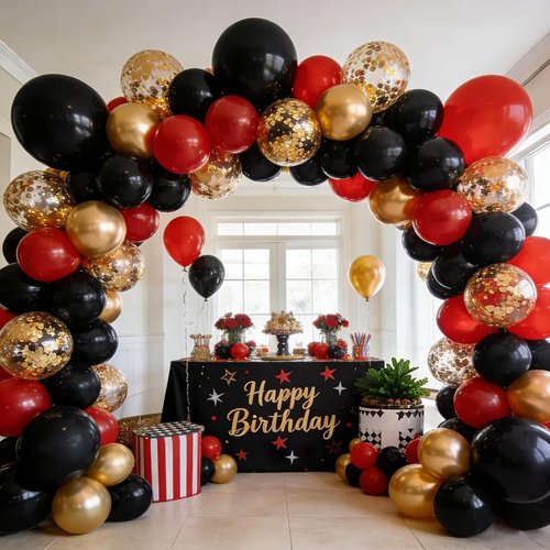 Black Balloons 125 Pcs - Latex Balloons Arch Kit for Birthday, Graduation & Halloween Decor | 5-12 Inch Sizes