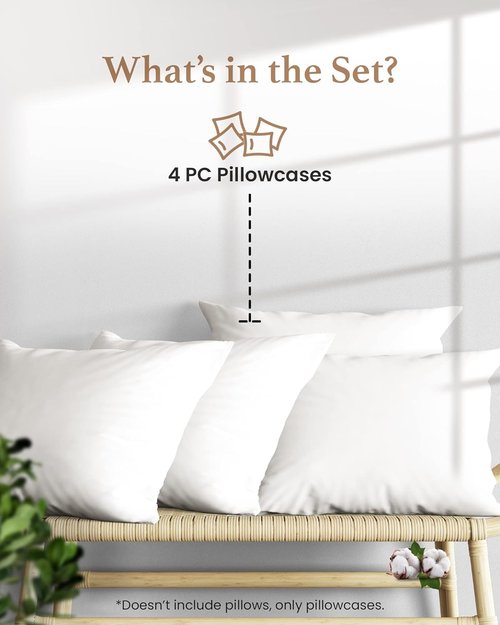 Egyptian Cotton Pillowcases Set of 4 | 1000 TC Silky Soft Hotel-Quality White Pillow Covers