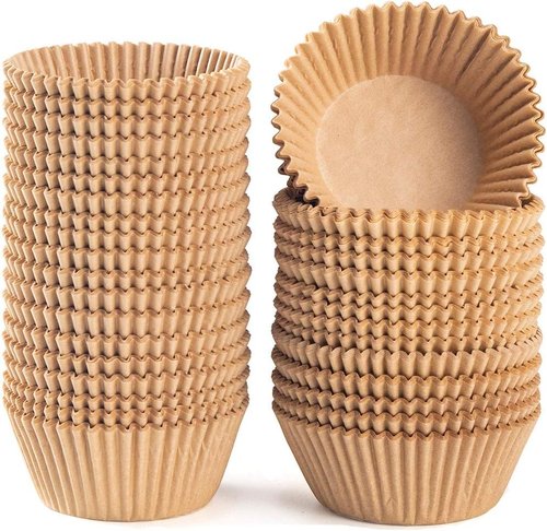 Caperci Natural Cupcake Liners - 500 Count Grease-Proof, No Smell Food-Grade Baking Cups