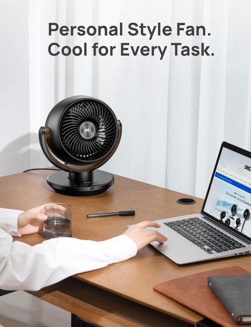 DREO 11-Inch Desk Air Circulator Fan - Remote Control, 4 Speeds, 120° Oscillation, Quiet 25dB