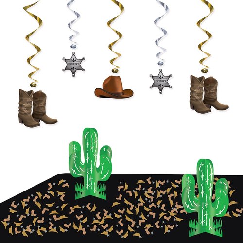 Beistle 3 Ounces Western Confetti - Hat, Stars, And Boots For Cowboy Themed Parties And Wild West Events