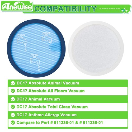 Anewise Filter Replacement Kit for Dyson DC17 Absolute Animal Vacuum, 1 HEPA Post-Motor Filter & 1 Pre-Filter, Compare to Part # 911236-01 & # 911235-01