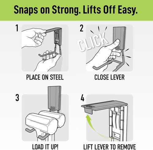 GATOR MAGNETICS Heavy Duty Magnetic Hooks - 25 lb Capacity, Easy-Release Non-Slip Grip | 4 Pack for Garage & Home Storage