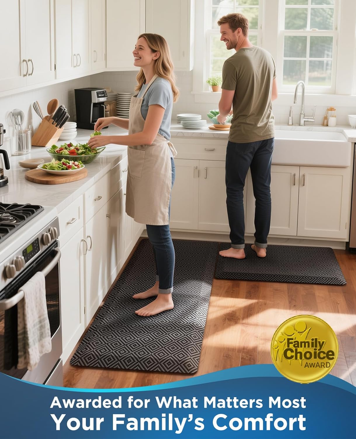 Ophanie Anti-Fatigue Kitchen Mats - 3/4 Inch Thick Cushioned Comfort Mat | Waterproof, Non-Slip, 20x32, Black