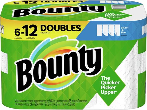 Bounty Select-A-Size Paper Towels - White Big Rolls | 6 Count with 74 Sheets Each