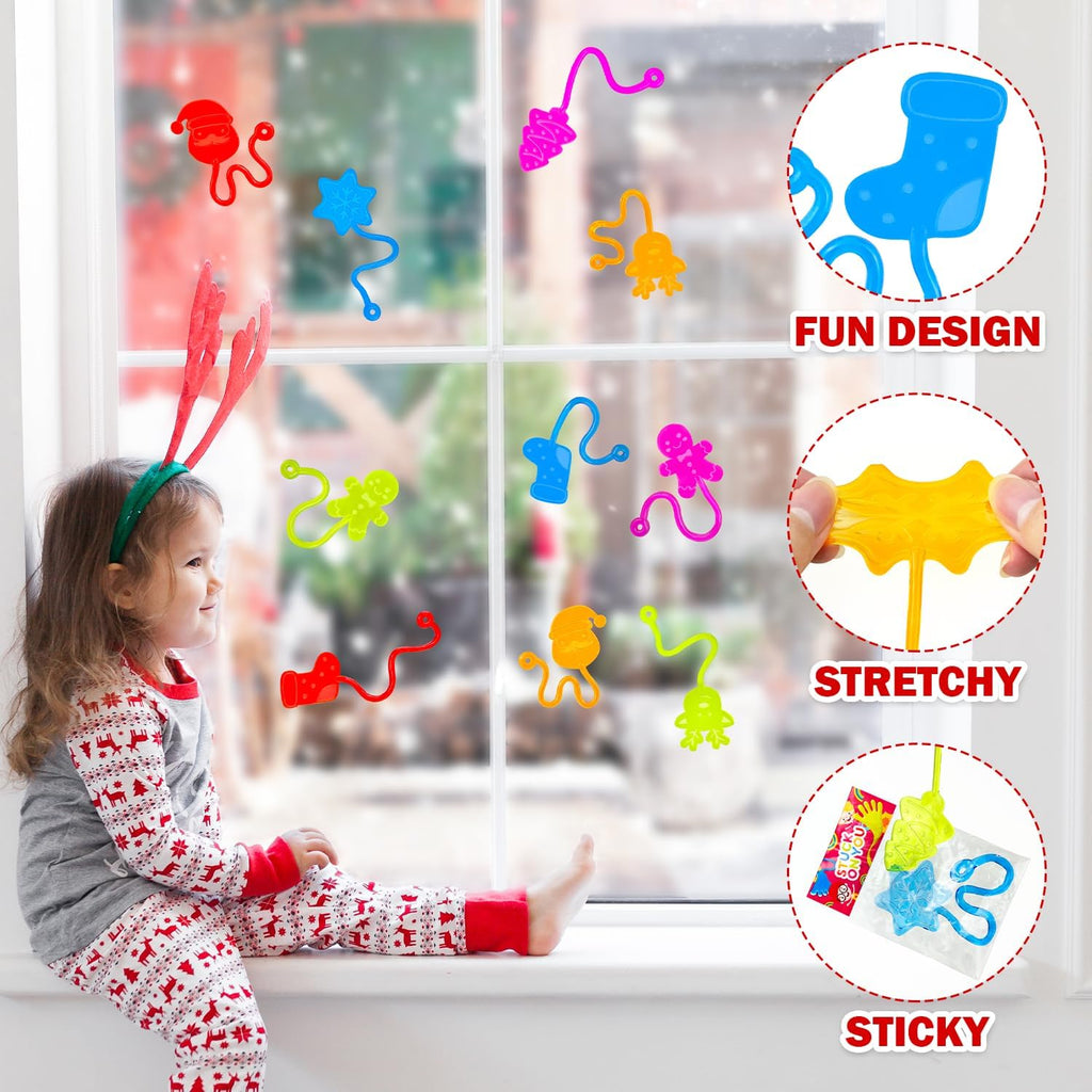 Skiennix Christmas Stocking Stuffers - 36 PCS Holiday Sticky Hands Party Favors for Kids | Non-Candy Treats