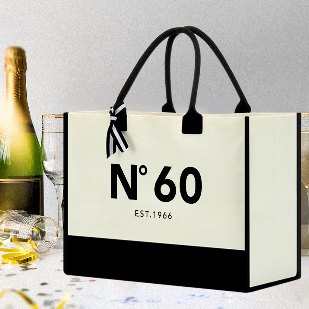 NGLIV 60th Birthday Gifts for Women,1966 Birthday Gifts for Women Travel Canvas Tote Bag and Makeup Bag, Unique 60 Years Old Birthdays Gift for Mom Wife Aunt Friends Her