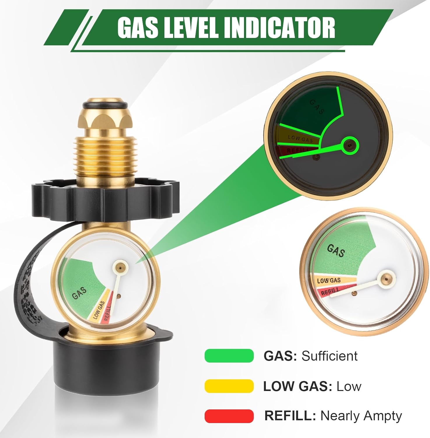 Skiennix 100 lb Propane Tank Adapter - POL to QCC1 Connection with Built-In Gauge for Easy Monitoring