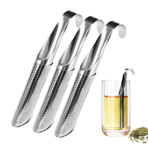 3 Pack Tea Infuser, Tea Strainer with Extra Fine Mesh for Loose Tea Leaf, Long Handle Stainless Steel Tea Strainer for Leaf Tea, Coffee, Spices, Seasonings