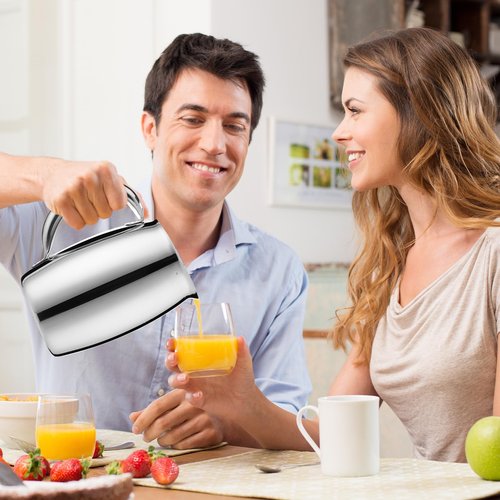 Funnymoom 3 Pcs 74oz Stainless Steel Water Pitchers with Ice Guard Smooth Silver Metal Bell Pitchers Jug Cold Beverages Carafe Serving Tool for Restaurants Home Dishwasher Safe