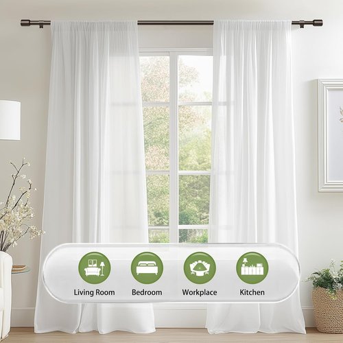Adjustable Bronze Curtain Rods by [Brand Name] - 30-60 Inch for 30-54 Inch Windows | 2 Pack with Brackets