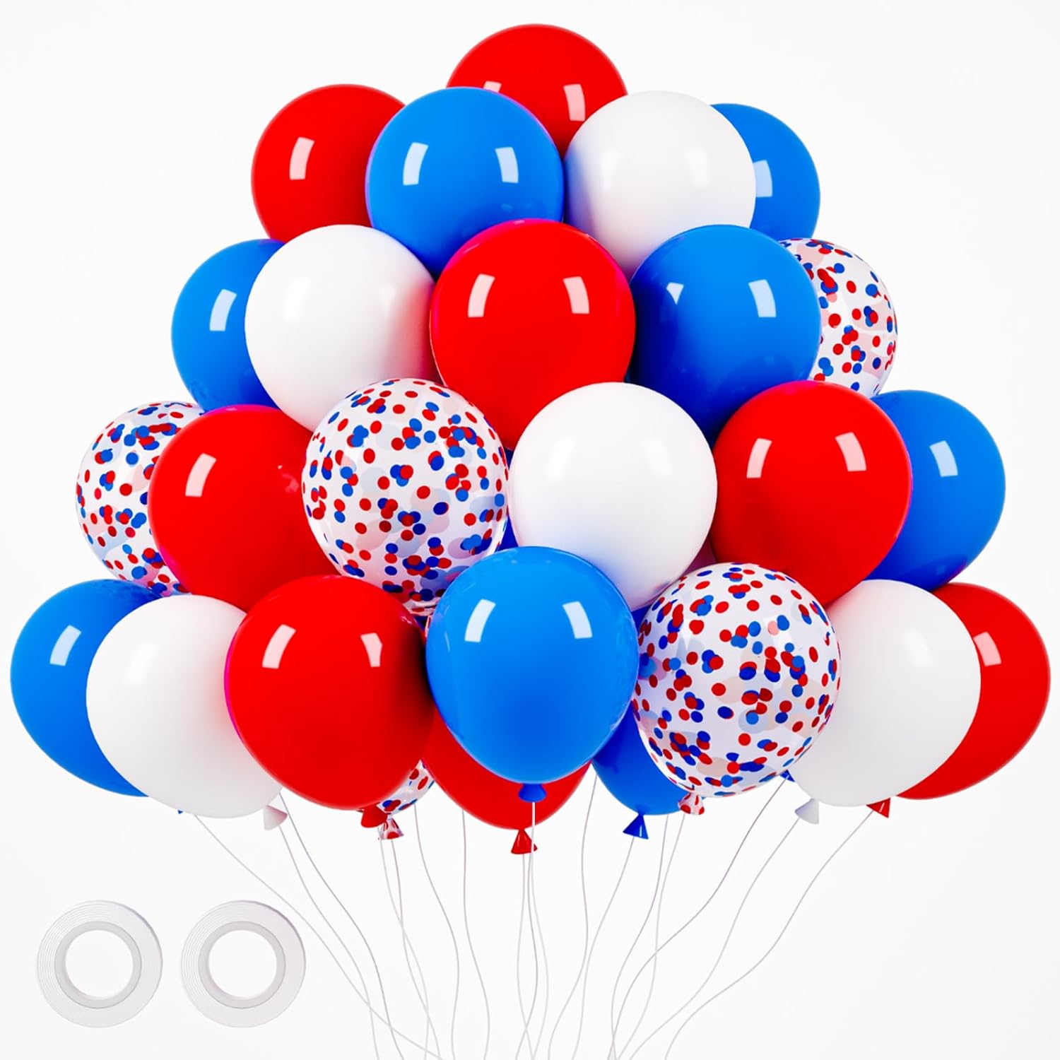 Voircoloria 12-Inch Red, White & Blue Latex Balloons - 105pcs for 4th of July & Graduation Celebrations