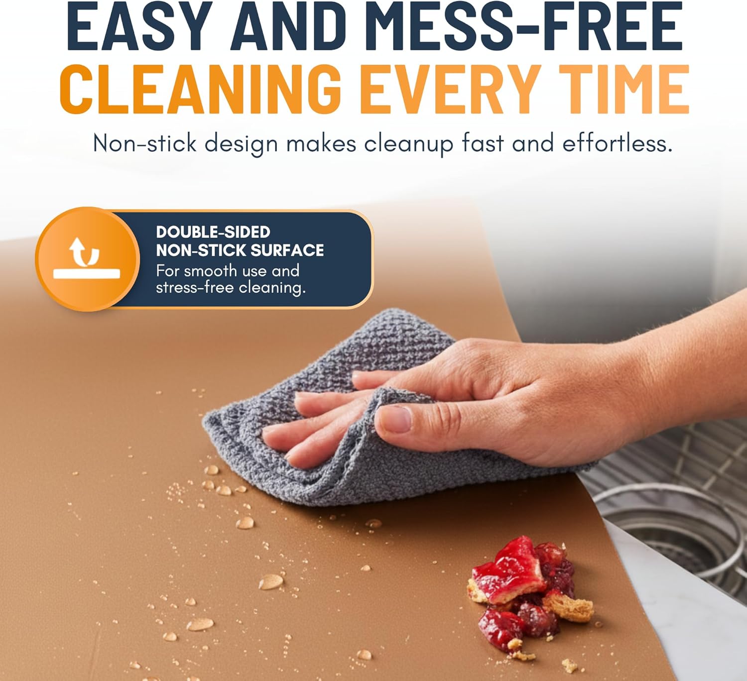 Skiennix Oven Liners - 4 Pack Heavy Duty Non-Stick Mats, 17”x25” | BPA & PFOA Free Copper Kitchen Accessory