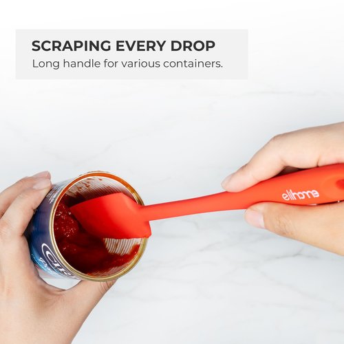 Elihome Mini Silicone Spoonula - Non-Stick Heat Resistant Silicone Scraper Spatula for Mixing, Serving, Scraping, Stirring, and More, 8.75 Inch, Red