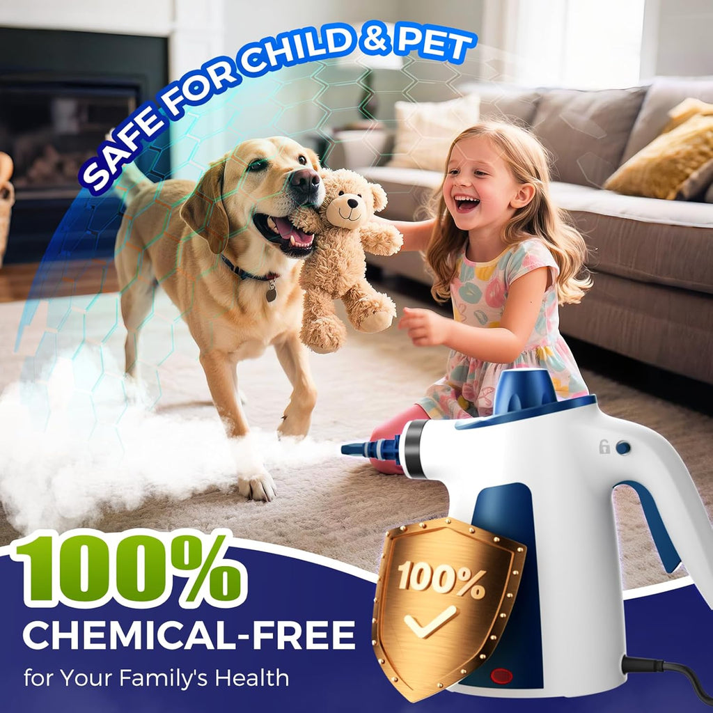 Skiennix Steam Cleaner - Pressurized Handheld Multi-Surface Cleaner with 12 Accessories | 350ML Capacity for Home & Car