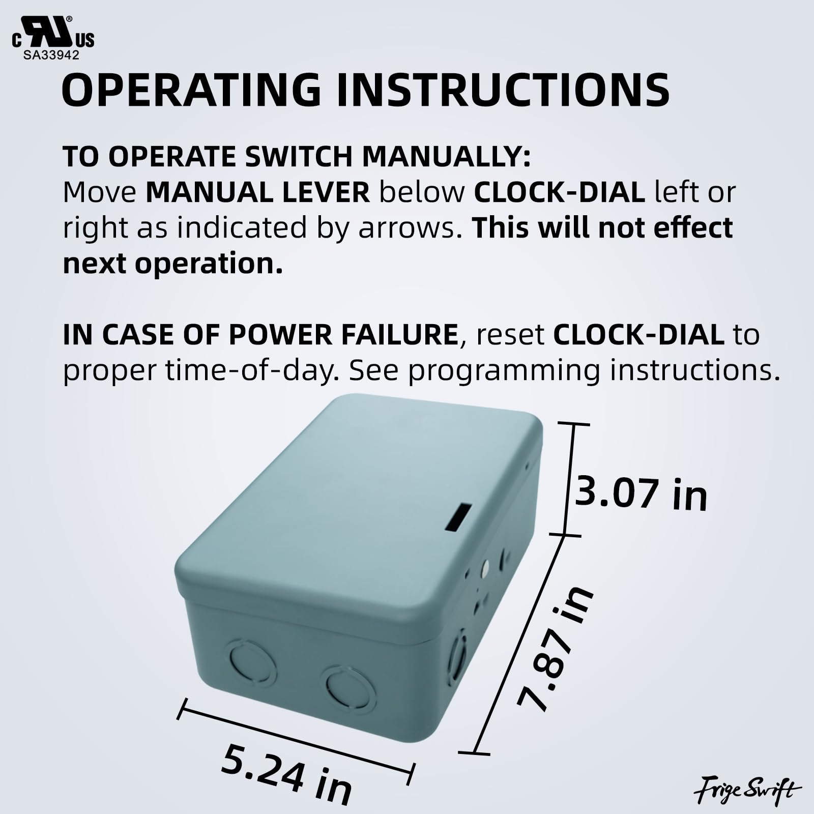 T104 24-Hour Heavy-Duty Mechanical Timer, 40A DPST Switch, 12 On/Off Cycles, 208-240V, for Commercial Defrost, Lighting & Water Heaters，Indoor Use Only