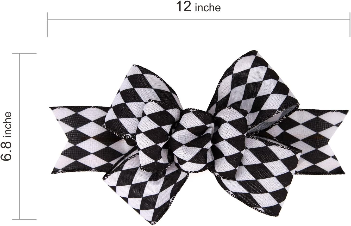 Meseey Christmas Burlap Bow Set - Handmade Black and White Check Ribbon for Wreaths & Crafts | 2 Pcs