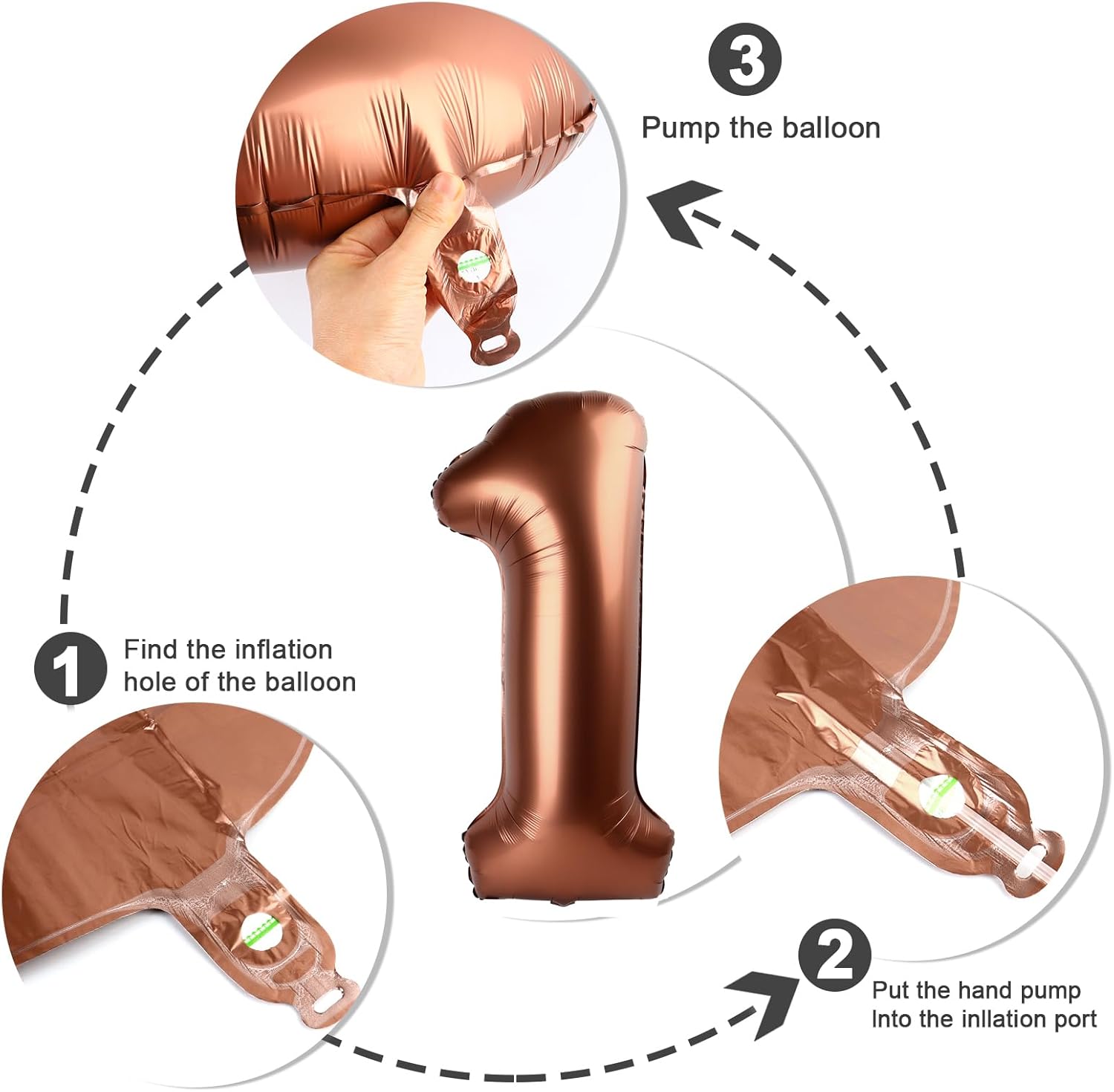 Numbers Balloon - 40 Inch Large Coffee Brown Balloon for 3rd Birthday Party Decorations