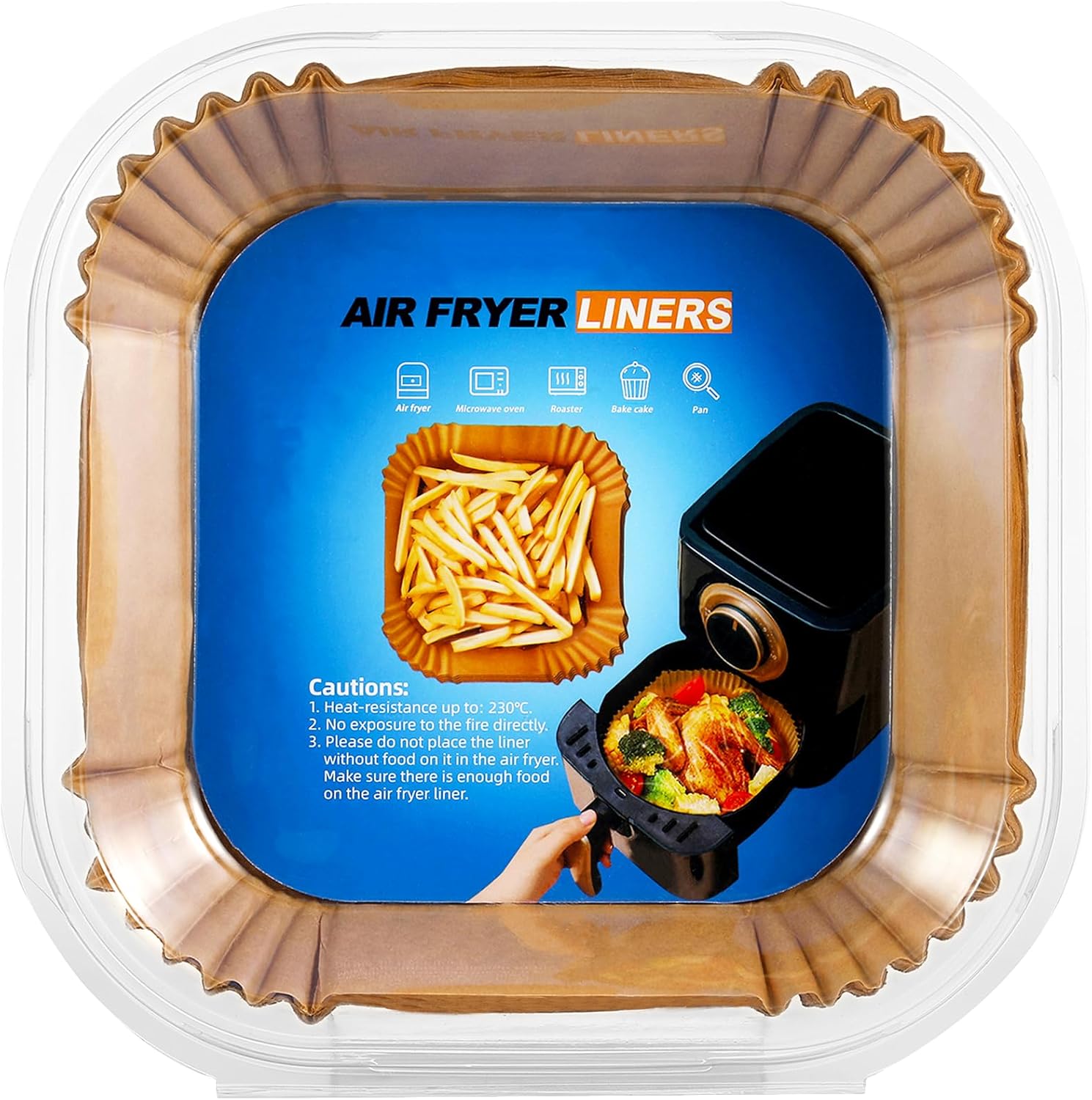 Air Fryer Liners | 100PCS Non-Stick Parchment Paper for 3-5QT Air Fryers - Easy Cleanup (Square, 6.5IN)