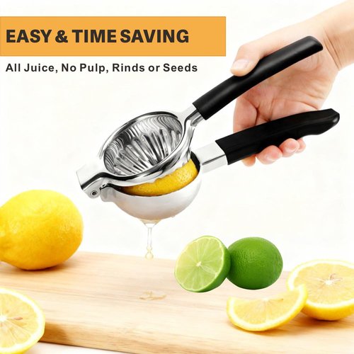 iStarcas Stainless Steel Lemon Squeezer, Manual Citrus Juicer with Non-Slip Handles, 304 Grade Steel Large Manual Lemon Press Juicer, Ergonomic Design Handheld Lime Squeezer Fruit Juicer