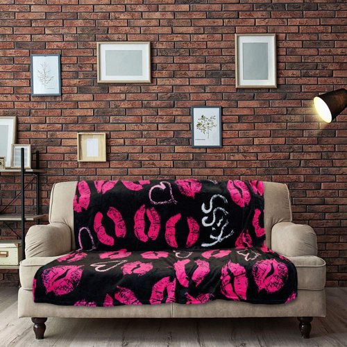 Infinity Republic Tie-Dye Neon Super Plush Throw 50x60in Blanket - Perfect for Cuddle Season for Bedroom, Living Room, All Seasons, Holidays, Kids, Babies, Adults & Decor (Pink & Black Kisses)