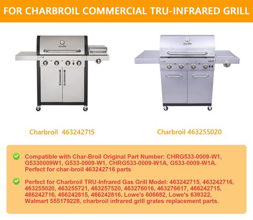 17'' Grill Grates Replacement for G541-0016-W2, G541-0016-W1 Charbroil Commercial TRU-Infrared Grill 463242715 463242716 466242715 463276016 463255020 463257520 463255721 G533-0009-W1 Parts Cast Iron