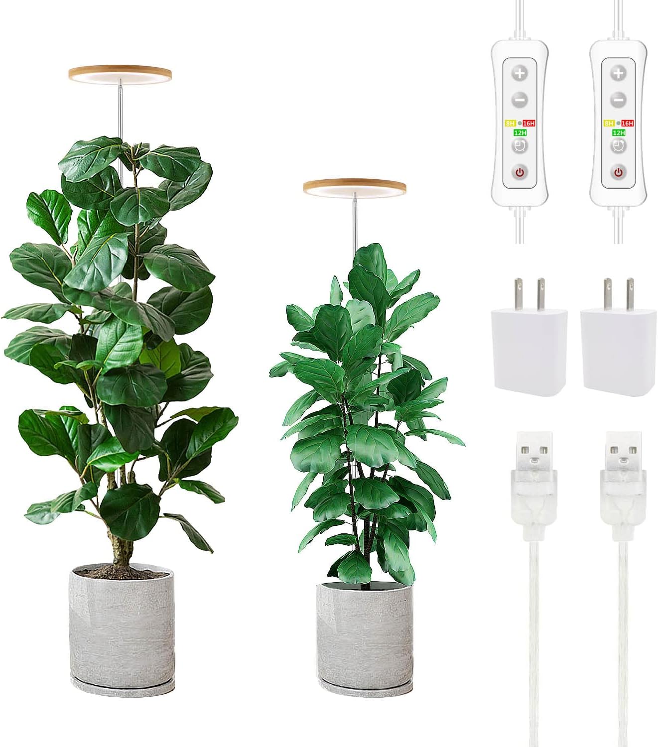 Yadoker LED Grow Light - Full Spectrum Indoor Plant Lighting with Adjustable Height & Timer | Safe 5V Design