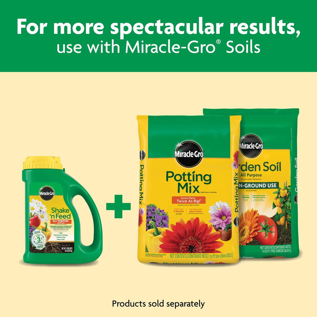 Miracle-Gro Shake 'N Feed All Purpose Plant Food - Feeds Indoor & Outdoor Plants for 3 Months | 4.5 lbs (Pack of 6)