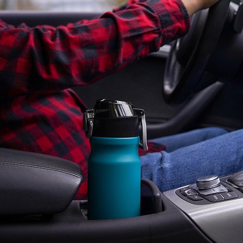 BJPKPK 18oz Insulated Water Bottle - BPA Free Stainless Steel, Leak Proof with Lockable Flip Lid | Indigo Black