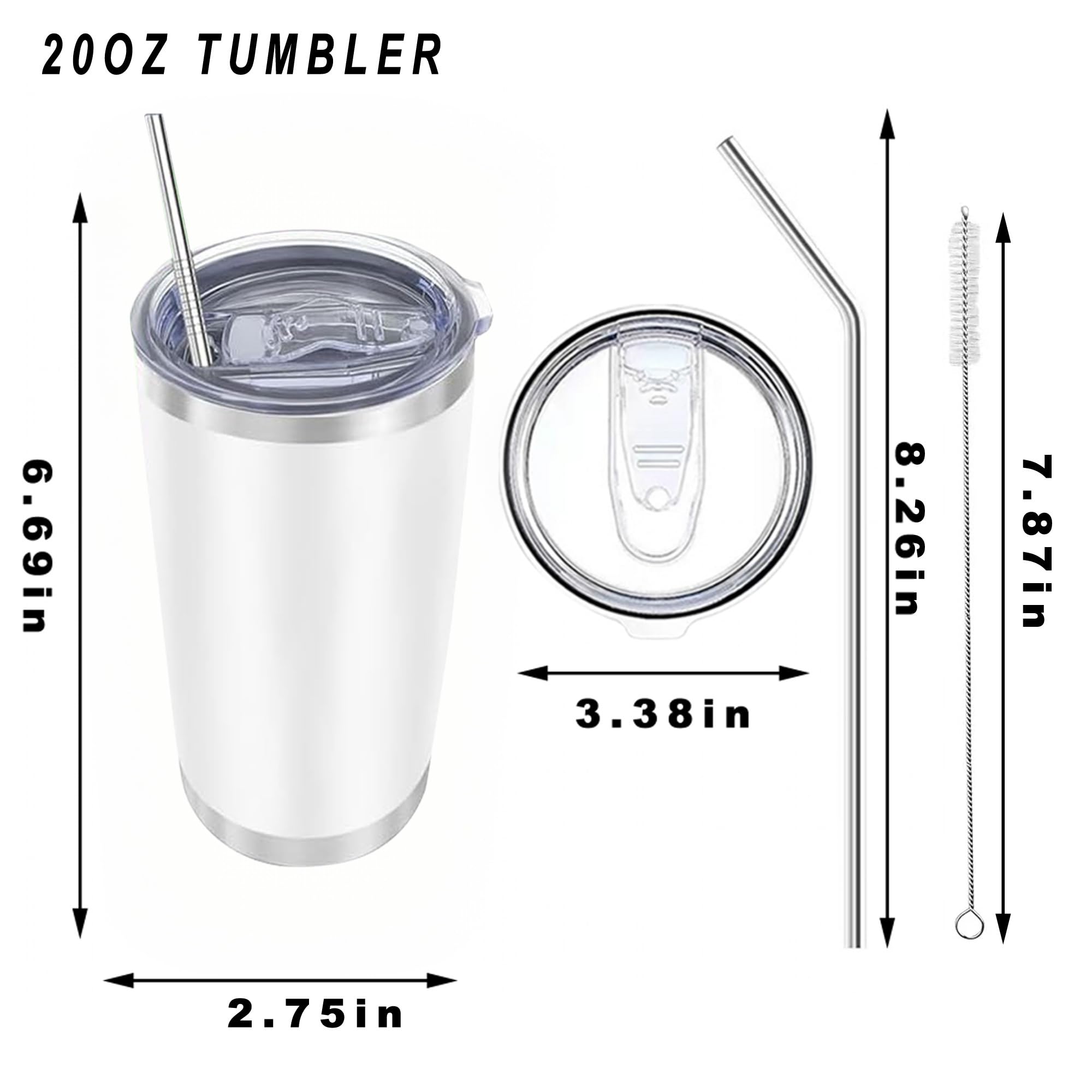 CWRIEB 20oz insulted tumblers stainless steel cup Tumbler Bulk with push Lid, and metal straw powder coated coffee cup for cold and hot drinking (12, Assorted color)