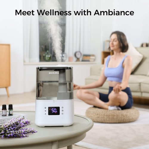 BOXING Warm and Cool Mist Humidifiers for Bedroom Large Room Home,Air Humidifier with Remote,Top Fill Ultrasonic Diffuser Humidifier with humidistat,Quiet Sleep,Timer,Auto Shutoff,BPA-Free,Filter,4.5L